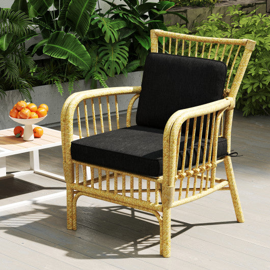 Set of 4 Outdoor Patio Cushion Set with Removable Covers-Black