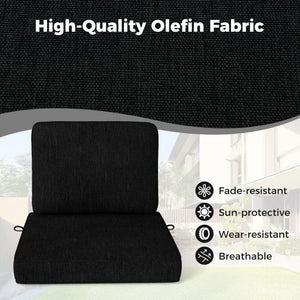 Set of 4 Outdoor Patio Cushion Set with Removable Covers-Black