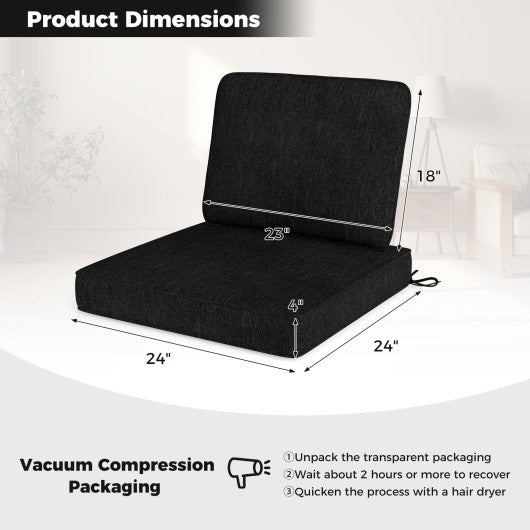 Set of 4 Outdoor Patio Cushion Set with Removable Covers-Black
