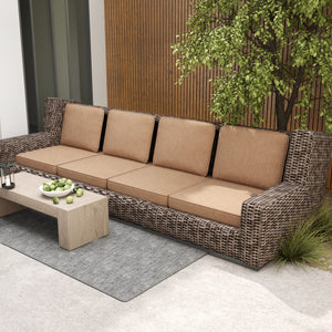 Set of 4 Outdoor Patio Cushion Set with Removable Covers-Brown