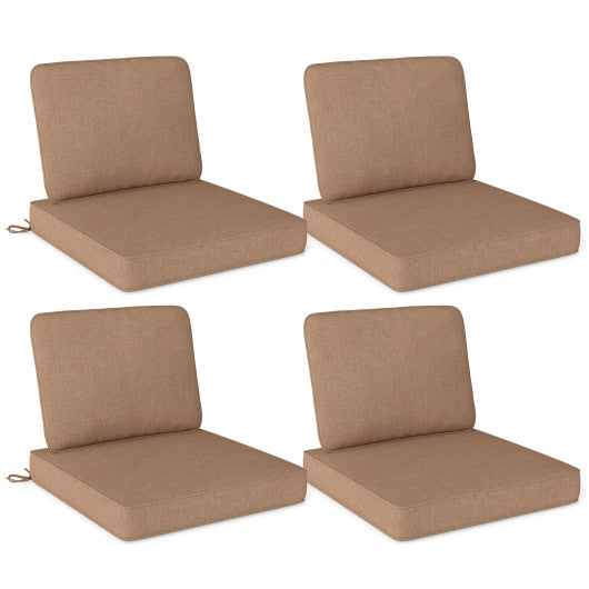 Set of 4 Outdoor Patio Cushion Set with Removable Covers-Brown