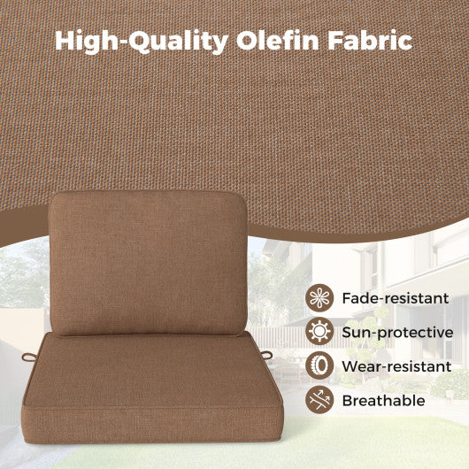 Set of 4 Outdoor Patio Cushion Set with Removable Covers-Brown
