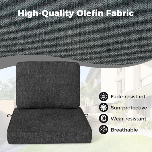 Set of 4 Outdoor Patio Cushion Set with Removable Covers-Gray