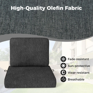 Set of 4 Outdoor Patio Cushion Set with Removable Covers-Gray