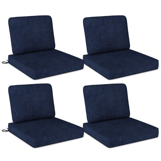 Set of 4 Outdoor Patio Cushion Set with Removable Covers-Navy