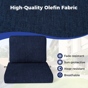 Set of 4 Outdoor Patio Cushion Set with Removable Covers-Navy