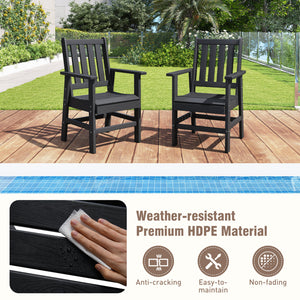 Set of 4 Patio Dining Chairs with Wide Armrests-Black