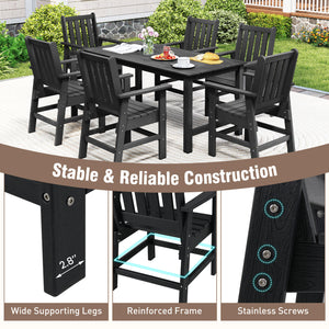 Set of 4 Patio Dining Chairs with Wide Armrests-Black