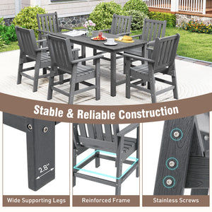 Set of 4 Patio Dining Chairs with Wide Armrests-Gray