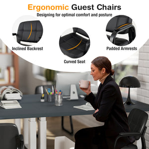 Set of 4 Upholstered Waiting Room Chair with Armrest and Ergonomic Backrest-Black