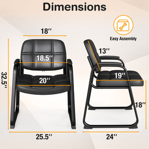 Set of 4 Upholstered Waiting Room Chair with Armrest and Ergonomic Backrest-Black