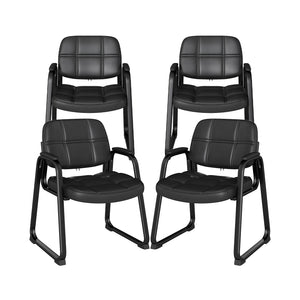 Set of 4 Upholstered Waiting Room Chair with Armrest and Ergonomic Backrest-Black