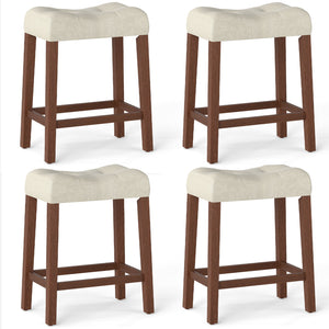 Set of 4 Upholstered Counter Height Bar Stool with Curved Saddle-Seat-Brown