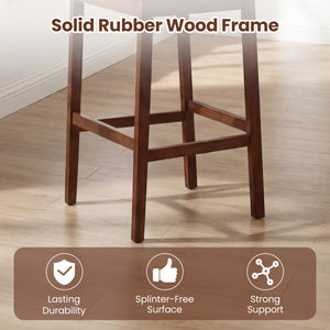 Set of 4 Upholstered Barstool 29.5 Inch Bar Height with Solid Rubber Wood Frame-Walnut