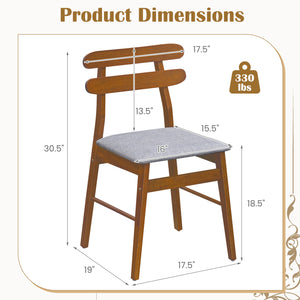 Set of 4 Upholstered Dining Chairs with Padded Seat and Solid Wood Legs-Walnut