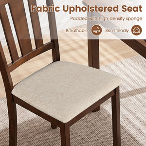 Set of 4 Wooden Dining Chair with Hollow Back and Soft-padded Cushion-Walnut
