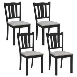 Set of 4 Wooden Dining Chair with Hollow Back and Soft-padded Cushion-Black