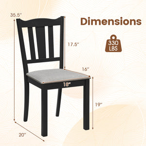 Set of 4 Wooden Dining Chair with Hollow Back and Soft-padded Cushion-Black