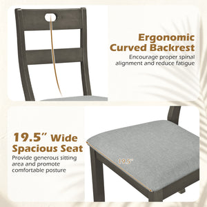 Set of 4 Wooden Dining Chairs with Padded Seats and Rubber Wood Frame-Gray