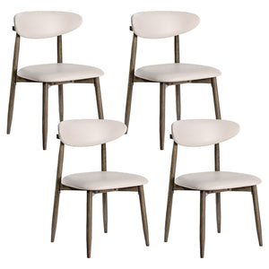 Set of 4 Wooden Modern Upholstered Dining Chairs with Curved Backrest-Beige