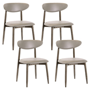 Set of 4 Wooden Modern Upholstered Dining Chairs with Curved Backrest-Gray