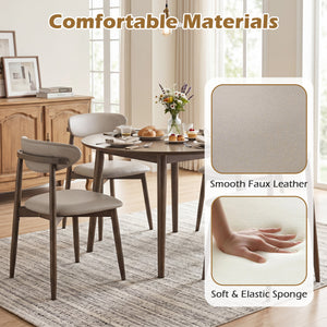 Set of 4 Wooden Modern Upholstered Dining Chairs with Curved Backrest-Gray