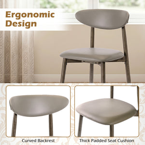 Set of 4 Wooden Modern Upholstered Dining Chairs with Curved Backrest-Gray