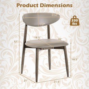 Set of 4 Wooden Modern Upholstered Dining Chairs with Curved Backrest-Gray