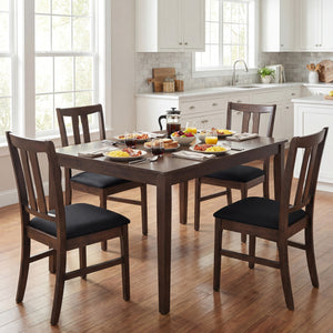Set of 4 Wooden Upholstered Dining Chairs with High Curved Back-Walnut