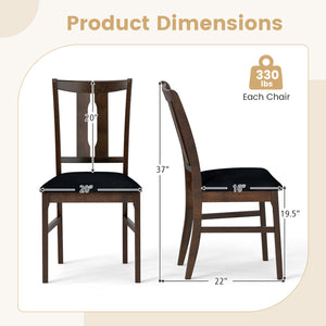 Set of 4 Wooden Upholstered Dining Chairs with High Curved Back-Walnut