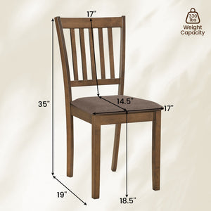 Set of 4 Wooden Upholstered Dining Chairs with Rubber Wood Frame-Brown