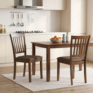 Set of 4 Wooden Upholstered Dining Chairs with Rubber Wood Frame-Brown