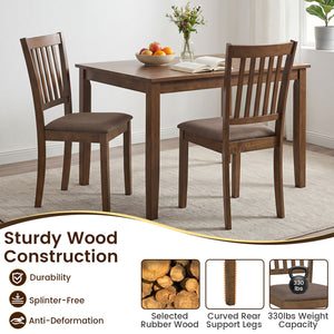 Set of 4 Wooden Upholstered Dining Chairs with Rubber Wood Frame-Brown