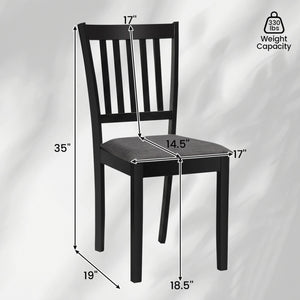 Set of 4 Wooden Upholstered Dining Chairs with Rubber Wood Frame-Black