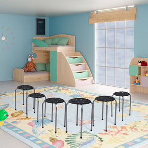 Set of 6 Portable Plastic Stack Stools-Black