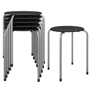 Set of 6 Portable Plastic Stack Stools-Black