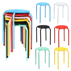 Set of 6 Portable Plastic Stack Stools-Black