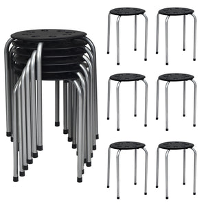 Set of 6 Portable Plastic Stack Stools-Black