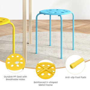 Set of 6 Portable Plastic Stack Stools-Black