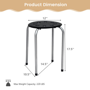 Set of 6 Portable Plastic Stack Stools-Black