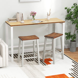 24.5-Inch Set of 2 Saddle Stools Bar Stools with Footrests for Kitchen Island-Walnut & Gray