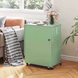 Sewing Machine Table with Charging Station and Lockable Casters-Green