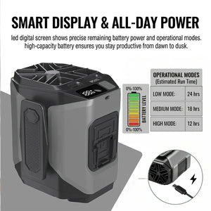 Portable Waist Fan Rechargeable Cooling Fan with Flashlight Neck Hands-Free for Outdoor Indoor Camping Travel As Power Bank