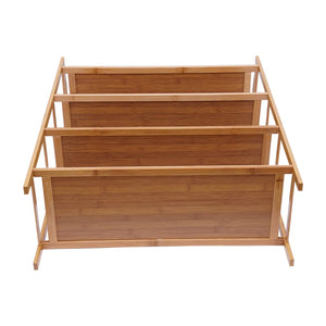 4 Tier Bamboo Shoe Rack, Shoe Shelf, Eco-Friendly Shoe Organizer, Multipurpose Open Storage Shelf, Natural Bamboo Material, Large Capacity for Family Shoes, Top Handle for Easy Move, Breathable, Mold Resistant, for Entryway L