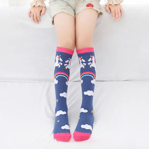 Colorful Embroidered Knee High Socks for Girls