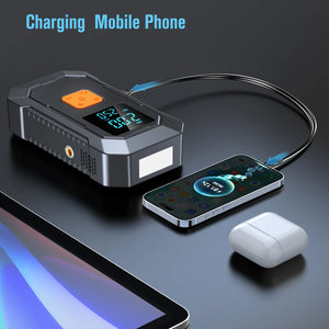 LEIBOO Car Jump Starter Air Pump Power Bank Lighting Portable Air Compressor 4 In 1 Cars Battery Starters Auto Tyre Inflator
