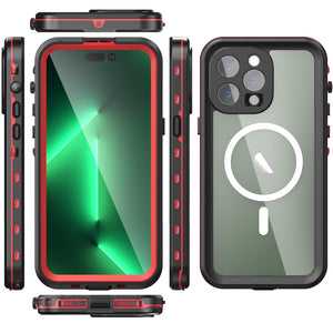 Waterproof Case For iPhone 14 Pro Max 14 Pro iPhone 13 Pro Max Protector Full Body Protective Dustproof Magnetic Phone Case Waterproof 360 Degree All-Round Protection with Built-in Screen Protector Outdoor Transparent  Shockproof Case