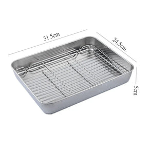 Stainless Steel Baking Pan with Cooling Rack for Oven and BBQ