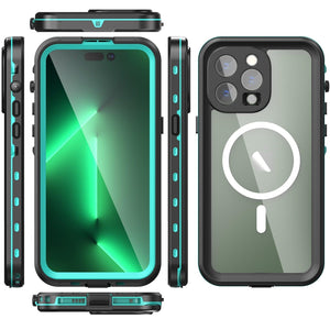 Waterproof Case For iPhone 14 Pro Max 14 Pro iPhone 13 Pro Max Protector Full Body Protective Dustproof Magnetic Phone Case Waterproof 360 Degree All-Round Protection with Built-in Screen Protector Outdoor Transparent  Shockproof Case