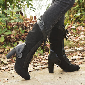 Women's Lace-Up High Heel Boots